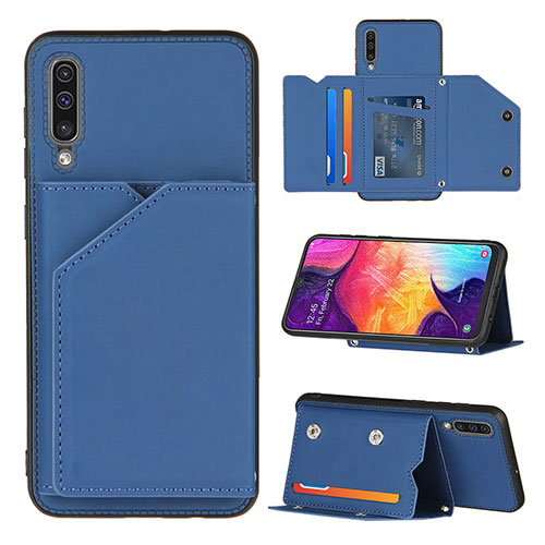 Soft Luxury Leather Snap On Case Cover Y04B for Samsung Galaxy A50 Blue