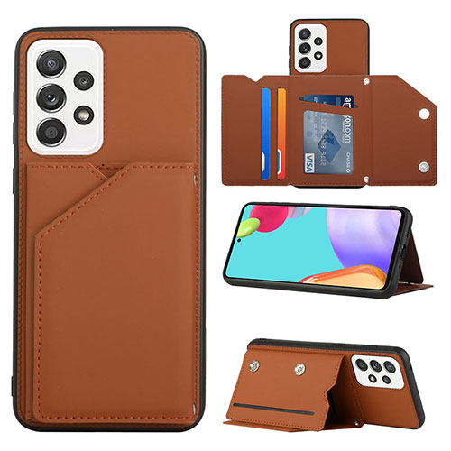 Soft Luxury Leather Snap On Case Cover Y04B for Samsung Galaxy A53 5G Brown