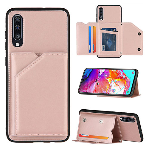 Soft Luxury Leather Snap On Case Cover Y04B for Samsung Galaxy A70S Rose Gold