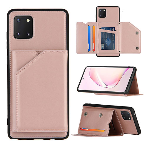 Soft Luxury Leather Snap On Case Cover Y04B for Samsung Galaxy A81 Rose Gold