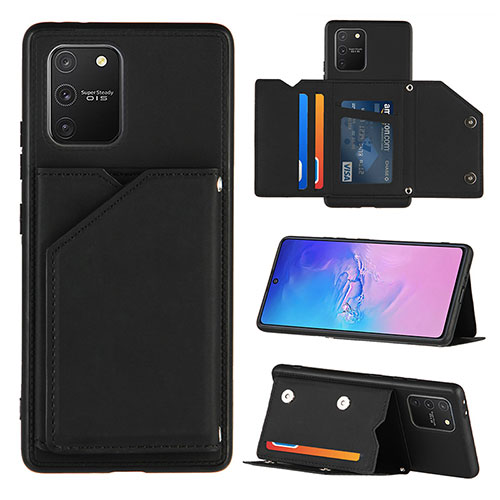 Soft Luxury Leather Snap On Case Cover Y04B for Samsung Galaxy A91 Black