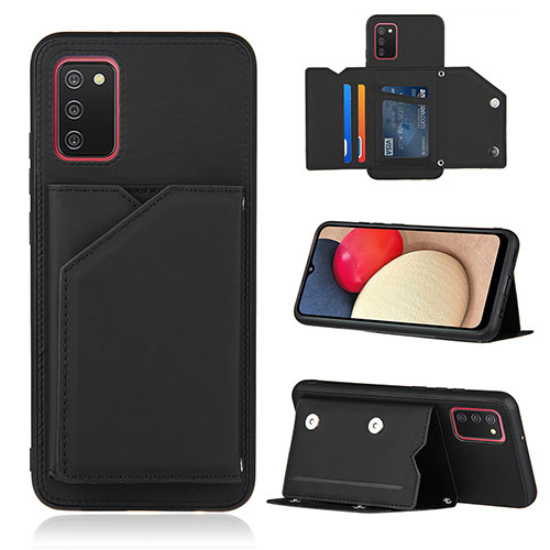 Soft Luxury Leather Snap On Case Cover Y04B for Samsung Galaxy F02S SM-E025F Black
