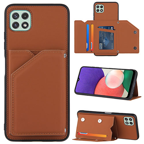 Soft Luxury Leather Snap On Case Cover Y04B for Samsung Galaxy F42 5G Brown