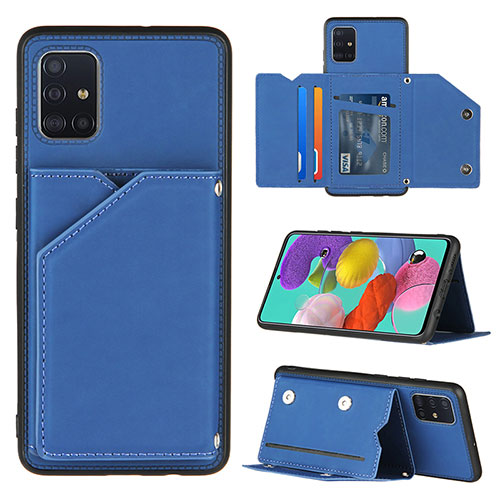 Soft Luxury Leather Snap On Case Cover Y04B for Samsung Galaxy M40S Blue