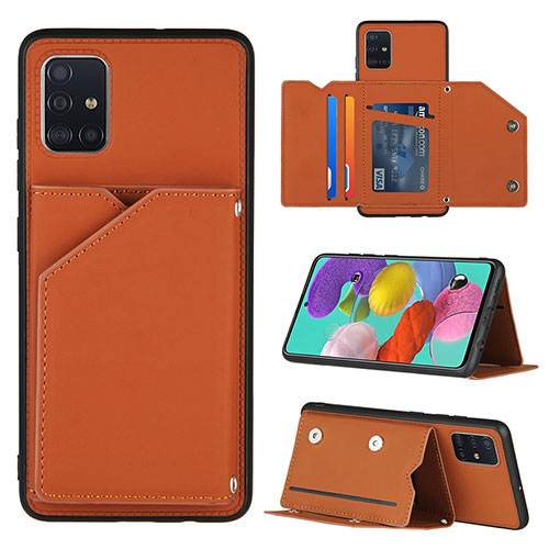 Soft Luxury Leather Snap On Case Cover Y04B for Samsung Galaxy M40S Brown