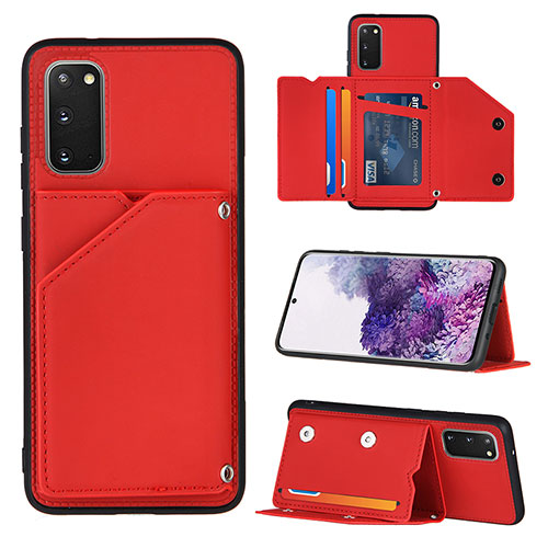 Soft Luxury Leather Snap On Case Cover Y04B for Samsung Galaxy S20 5G Red
