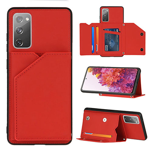 Soft Luxury Leather Snap On Case Cover Y04B for Samsung Galaxy S20 FE 4G Red