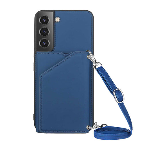 Soft Luxury Leather Snap On Case Cover Y04B for Samsung Galaxy S21 Plus 5G Blue