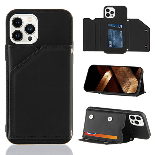 Soft Luxury Leather Snap On Case Cover Y05B for Apple iPhone 14 Pro Black