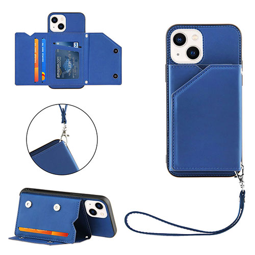 Soft Luxury Leather Snap On Case Cover Y06B for Apple iPhone 14 Plus Blue