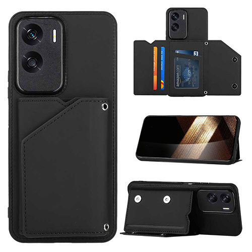 Soft Luxury Leather Snap On Case Cover YB1 for Huawei Honor 90 Lite 5G Black