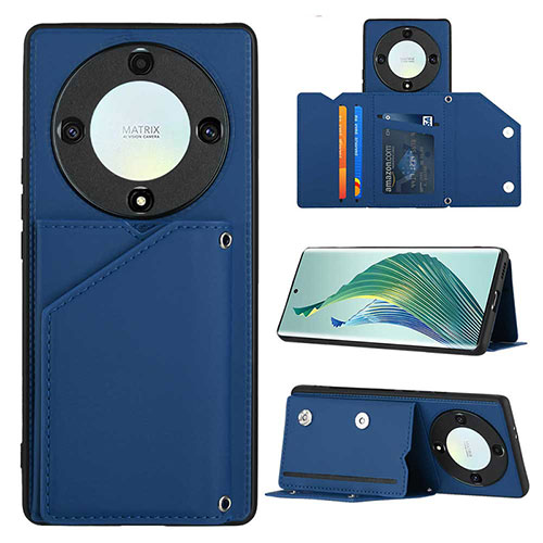 Soft Luxury Leather Snap On Case Cover YB1 for Huawei Honor Magic5 Lite 5G Blue