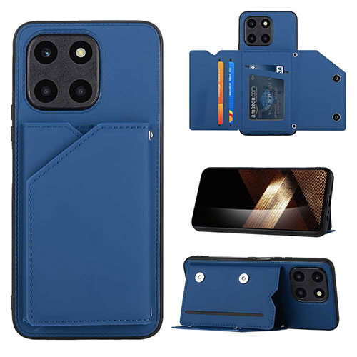 Soft Luxury Leather Snap On Case Cover YB1 for Huawei Honor X6a Blue