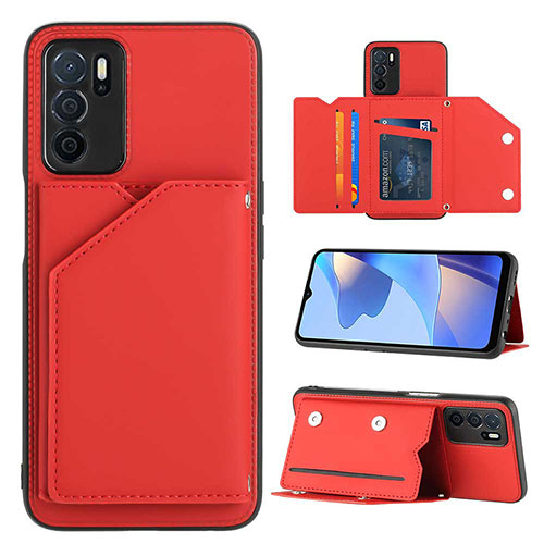 Soft Luxury Leather Snap On Case Cover YB1 for Oppo A16 Red