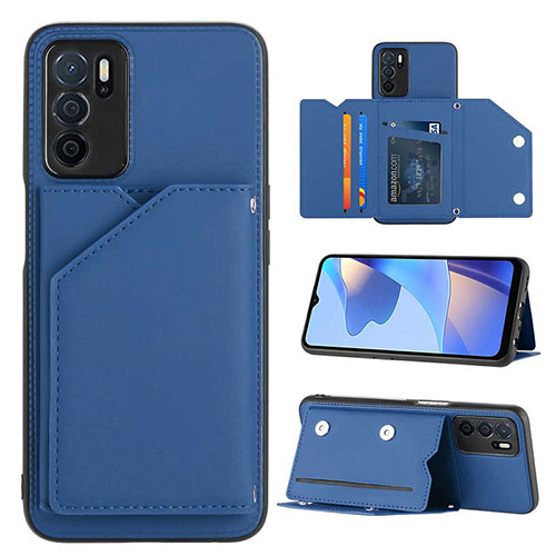 Soft Luxury Leather Snap On Case Cover YB1 for Oppo A16s Blue