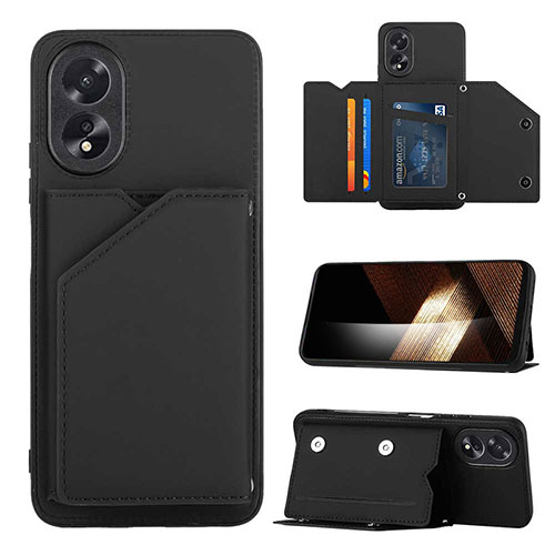 Soft Luxury Leather Snap On Case Cover YB1 for Oppo A18 Black