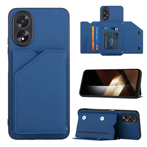 Soft Luxury Leather Snap On Case Cover YB1 for Oppo A38 Blue