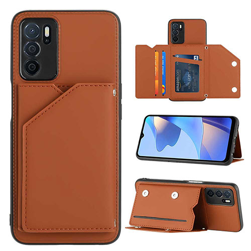 Soft Luxury Leather Snap On Case Cover YB1 for Oppo A54s Brown