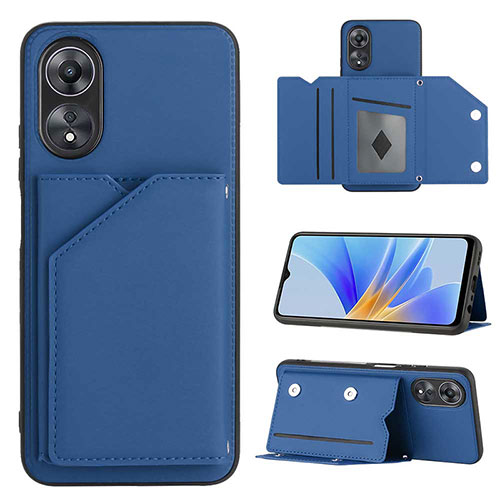 Soft Luxury Leather Snap On Case Cover YB1 for Oppo A58 5G Blue