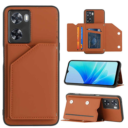 Soft Luxury Leather Snap On Case Cover YB1 for Oppo A77 4G Brown