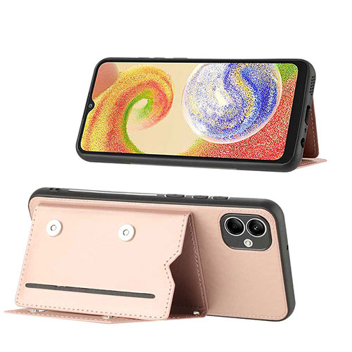 Soft Luxury Leather Snap On Case Cover YB1 for Samsung Galaxy A04 4G Rose Gold