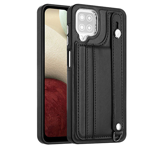 Soft Luxury Leather Snap On Case Cover YB1 for Samsung Galaxy A12 Nacho Black