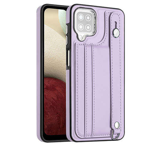 Soft Luxury Leather Snap On Case Cover YB1 for Samsung Galaxy A12 Purple