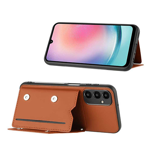 Soft Luxury Leather Snap On Case Cover YB1 for Samsung Galaxy A24 4G Brown