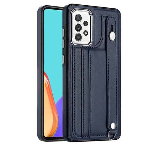 Soft Luxury Leather Snap On Case Cover YB1 for Samsung Galaxy A52 5G Blue