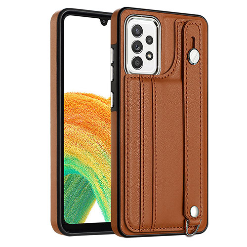 Soft Luxury Leather Snap On Case Cover YB1 for Samsung Galaxy A73 5G Brown