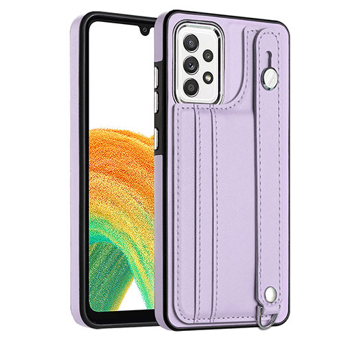 Soft Luxury Leather Snap On Case Cover YB1 for Samsung Galaxy A73 5G Purple