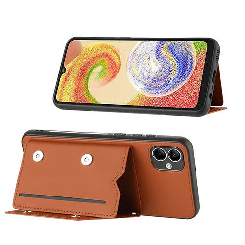 Soft Luxury Leather Snap On Case Cover YB1 for Samsung Galaxy M04 Brown