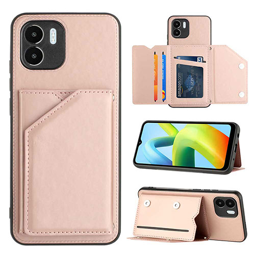 Soft Luxury Leather Snap On Case Cover YB1 for Xiaomi Poco C50 Rose Gold