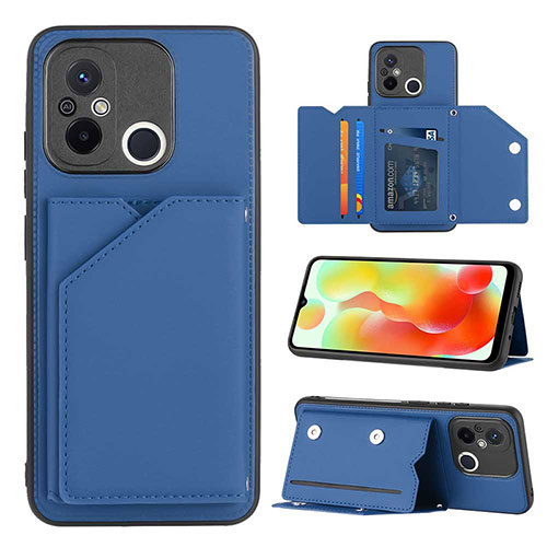 Soft Luxury Leather Snap On Case Cover YB1 for Xiaomi Poco C55 Blue