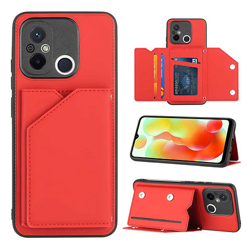 Soft Luxury Leather Snap On Case Cover YB1 for Xiaomi Redmi 12C 4G Red