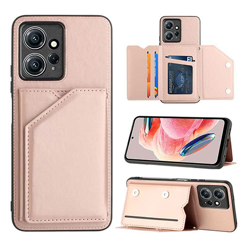 Soft Luxury Leather Snap On Case Cover YB1 for Xiaomi Redmi Note 12 4G Rose Gold