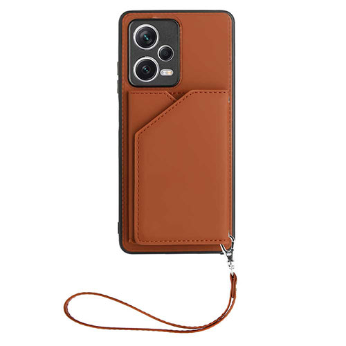 Soft Luxury Leather Snap On Case Cover YB1 for Xiaomi Redmi Note 12 Pro 5G Brown