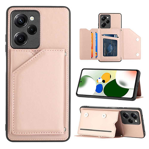 Soft Luxury Leather Snap On Case Cover YB1 for Xiaomi Redmi Note 12 Pro Speed 5G Rose Gold