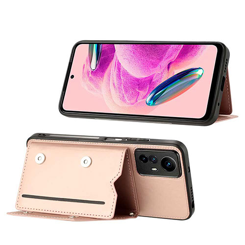 Soft Luxury Leather Snap On Case Cover YB1 for Xiaomi Redmi Note 12S Rose Gold