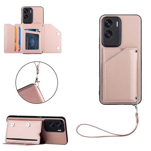 Soft Luxury Leather Snap On Case Cover YB2 for Huawei Honor 90 Lite 5G Rose Gold