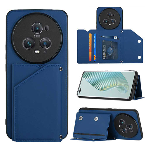 Soft Luxury Leather Snap On Case Cover YB2 for Huawei Honor Magic5 Pro 5G Blue