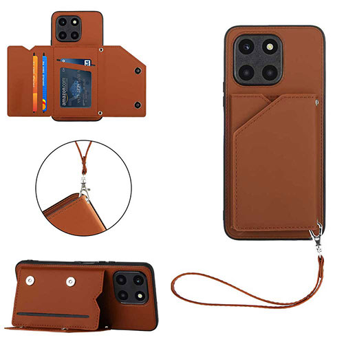 Soft Luxury Leather Snap On Case Cover YB2 for Huawei Honor X8b Brown