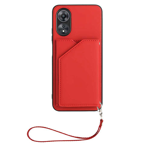 Soft Luxury Leather Snap On Case Cover YB2 for Oppo A17 Red