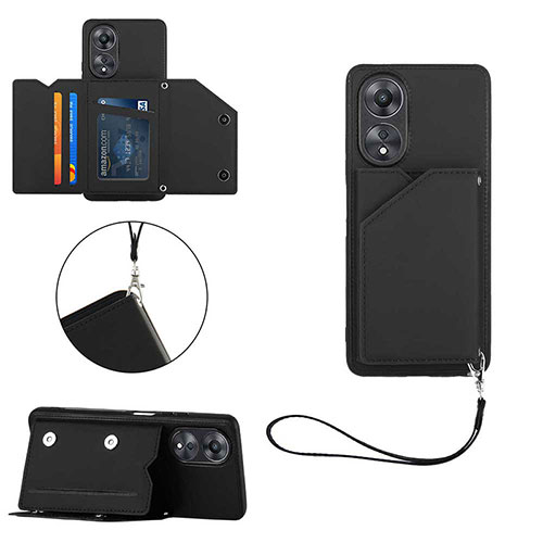 Soft Luxury Leather Snap On Case Cover YB2 for Oppo A18 Black