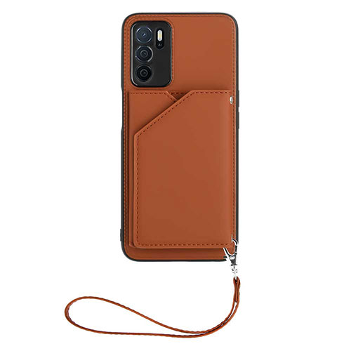 Soft Luxury Leather Snap On Case Cover YB2 for Oppo A54s Brown