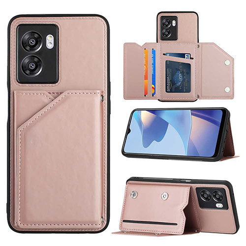 Soft Luxury Leather Snap On Case Cover YB2 for Oppo A57 5G Rose Gold