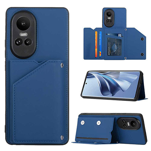 Soft Luxury Leather Snap On Case Cover YB2 for Oppo Reno10 5G Blue