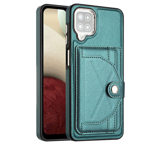 Soft Luxury Leather Snap On Case Cover YB2 for Samsung Galaxy A12 Green