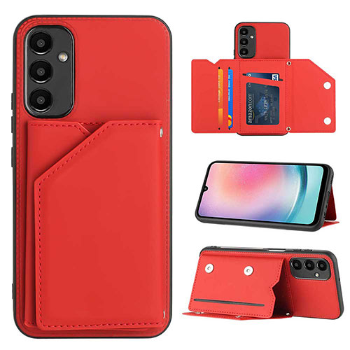 Soft Luxury Leather Snap On Case Cover YB2 for Samsung Galaxy A14 4G Red