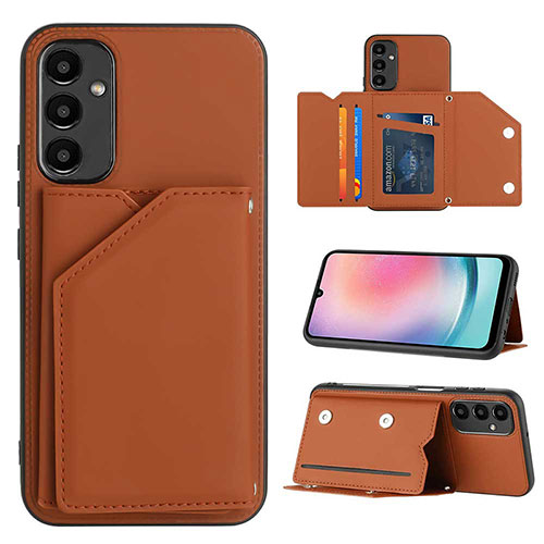 Soft Luxury Leather Snap On Case Cover YB2 for Samsung Galaxy A14 5G Brown